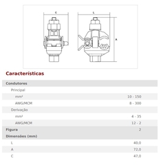 Conector Derivação Perfurante CDP 150-35 - Eletrotécnica Vera Cruz