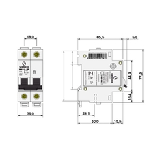 Disjuntor Bipolar Din Curva C 3KA 50A - comprar online