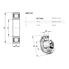 Rolamento de Esferas 6201-08-ZZ-C3 - comprar online