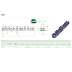 Conector Barra Baquelite BG12 16mm² 60A 600V - Eletrotécnica Vera Cruz