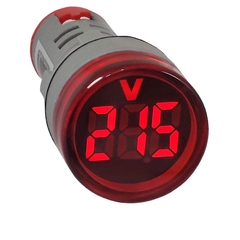 Voltímetro Digital 22mm 20-500Vca Vermelho