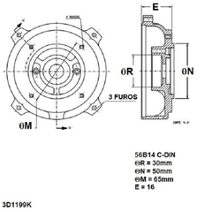 Flange Eberle B14 C-Din Carcaça 56 3D1199K - Eletrotécnica Vera Cruz