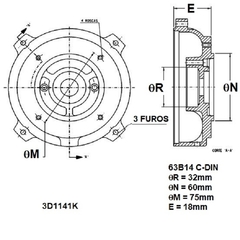 Flange Eberle B14 C-Din Carcaça 63 3D1141K - Eletrotécnica Vera Cruz