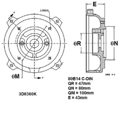 Flange Eberle B14 C-Din Carcaça 80 3D8360K na internet