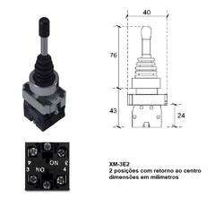 Manipulador 2 Posições c/ Retorno ao Centro - 2NA Joystick - Eletrotécnica Vera Cruz