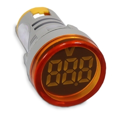 Voltímetro Digital 22mm 5-60Vcc (Corrente Contínua) Amarelo