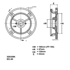 Flange B5 Carcaça 80 FF-165 3D8359K Mercosul - loja online