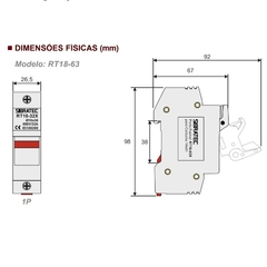 Seccionadora Porta Fusível 14x51 Unipolar 690Vca - Eletrotécnica Vera Cruz