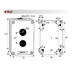 Caixa p/ Botoeira Plástica 2 Furos 22mm BX1/2G - Eletrotécnica Vera Cruz