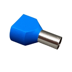 Terminal Tubular Ilhós Duplo 16 mm² Azul 100 peças