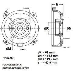 Flange Eberle Nema-C Bomba D'Água JP/JM Carcaça 90 3D6436K - loja online