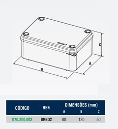 Caixa de Passagem 120x80x50 mm BRBO2 - loja online