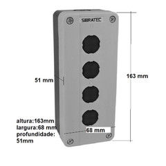 Caixa p/ Botoeira Plástica BX1PQ/4 4 Furos 22 mm - Eletrotécnica Vera Cruz