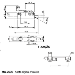 Fim de Curso MG2606 Haste Curta c/ Rolete Terminais E3-Faston na internet