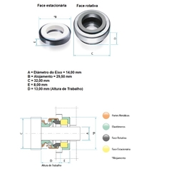 Selo Mecânico 14mm Tipo-02 Viton - Eletrotécnica Vera Cruz