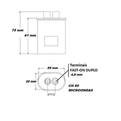 Capacitor CH85 0,70 uf 2100 Vca p/ Microondas 10 Peças - Eletrotécnica Vera Cruz