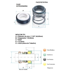 Selo Mecânico 1.3/4" Tipo-01 Viton Inpacom - comprar online