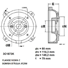 Flange Eberle Nema-C Bomba D'Água JP/JM Carcaça 112 3C1873K - loja online