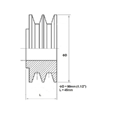 Polia Alumínio 2 Canais Perfil A 90mm Furo 24mm - Eletrotécnica Vera Cruz