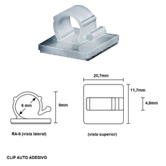 Fixador Clip Auto Adesivo 6 mm RA6 100 peças na internet