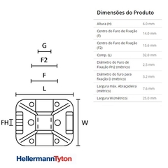 Fixador Sem Adesivo 32x25mm Nylon Natural LKCS 100 Peças na internet