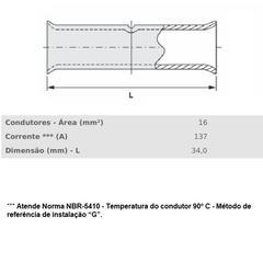 Luva Emenda de Compressão 16 mm² Boca Expandida - comprar online