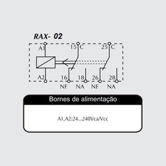 Relê Auxiliar RAX02 94-242Vca 24Vca/Vcc 2 spdt na internet
