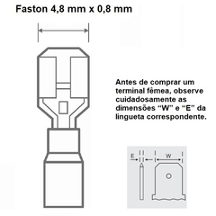 Terminal Pre Isolado Femea 4,8mm 0,50-1,50 mm² Vermelho 100 Peças - comprar online