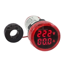 Amperímetro e Voltímetro Digital 22mm 0-100A 60-500Vca Vermelho