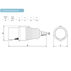 Plugue IP44 16A 2P+T 220/240Vca Azul 6h PLS-3076 - comprar online