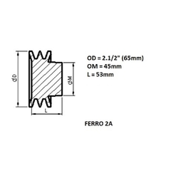 Polia Ferro Fundido 2 Canais Perfil A 65mm Furo 24mm - Eletrotécnica Vera Cruz