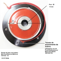 Flange de Freio Carcaça 63 com Bobina 220V 31C371694k - Eletrotécnica Vera Cruz