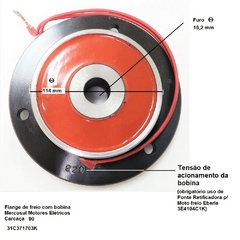 Flange de Freio Carcaça 90 com Bobina 220V 31C371703k - Eletrotécnica Vera Cruz