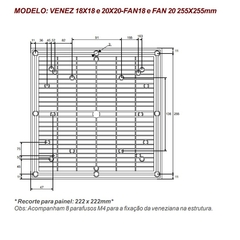 Imagem do Grelha Plástica Embutir 255x255 c/ Filtro p/ Micro ventilador 180x180 200x200