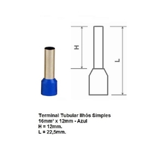 Terminal Tubular Ilhós Simples 16mm² 100 peças - comprar online