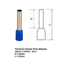 Terminal Tubular Ilhós Simples 16mm² 100 peças na internet