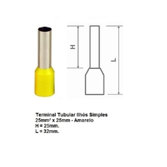 Terminal Tubular Ilhós Simples 25mm² 100 peças na internet