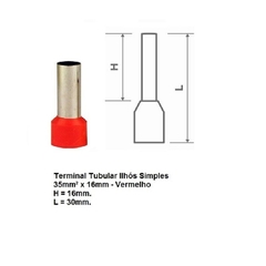 Terminal Tubular Ilhós Simples 35mm² 100 peças - comprar online