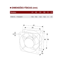 Microventilador 150x150x51mm 110/220 Vca Rolamento - loja online