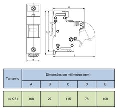 Seccionadora 14x51 690Vca Com Fusível Ultra Rápido - comprar online