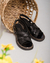 Sandalias bajas de cuero con hebilla Art C41138 Negro Stock - Comfort Gallery