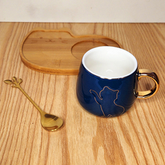 Taza gatito con plato madera - MIRAKEBUENO!  "Regalos Felices" 