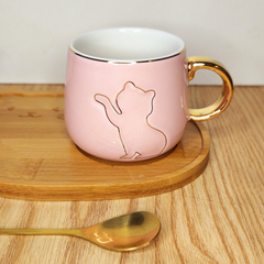 Taza gatito con plato madera - comprar online