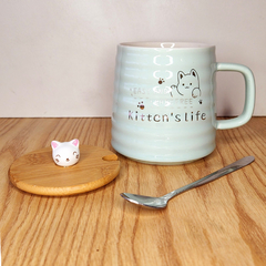 Taza /azucarera gatito con tapa madera - comprar online