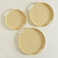 SET X 3 BANDEJAS REDONDAS DE PP BEIGE 36/32/28 CM