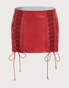 MINI SKIRT LACE UP SIMIL LEATHER IMPORTADA