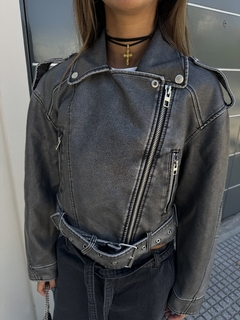 FAUX LEATHER CROP BIKER JACKET - comprar online