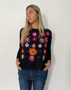 Sweater Flower Mix Negro - comprar online