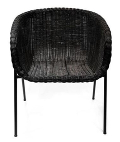 SILLA DE RATTAN COLOR NEGRO CON ESTRUCTURA DE HIERRO DEL MISMO COLOR - DISEÑO AZAFRÁN - comprar online