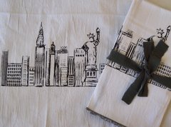 SERVILLETAS EN TUSSOR BLANCO - DISEÑO CITY - PACK X 6 - comprar online